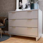 Manhattan Comfort Granville 37.8" Modern Dresser - Light Grey-Includes 3 Full Extension Drawers with Top Drawer Designed in Vertical Textured Ribbed Lines Made from Solid Wood.