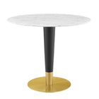 Modway Zinque 36" Artificial Marble Dining Table - Gold White-Modern Dining Table