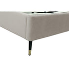 Manhattan Comfort Crosby 81.1" Modern Velvet Upholstered Twin-Size Bed - Greige-Metal Leg Height: 7.9 in. Headboard Height: 43 in