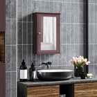 Kleankin Wall Mount Bathroom Mirror Cabinet with Shelves - Dark Brown-Magnetic door stopper, preventing items from falling out