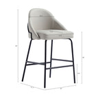 Manhattan Comfort - Gracie tabouret de comptoir moderne de 22" en similicuir rembourré - pierre et noir - lot de 2-Revêtement en similicuir luxueux avec coutures fines