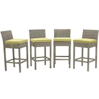 Modway Conduit Outdoor Patio Wicker Rattan Bar Stool - Light Gray Peridot - Set of 4-Modern Outdoor Bar Stool