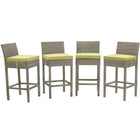 Modway - Conduit Terrasse extérieure Rotin en osier Tabouret de bar - Péridot gris clair - Ensemble de 4-Tabouret de bar extérieur moderne