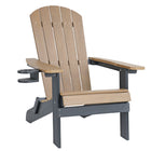 Backyard Lifestyles Folding Adirondack Chair w/Cup Holder- Brown/Black-Durable Weather Resistant Polystyrene: HIPS, High Impact Polystyrene.