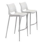 Zuo Ace Barstool - White/Silver - Set of 2-Ergonomic and supportive footrest