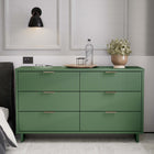 Manhattan Comfort - Granville commode moderne double large de 55,04 po - vert sauge-Comprend 6 tiroirs à extension totale avec tiroir supérieur conçu avec des lignes verticales texturées en relief fabriqué en bois massif