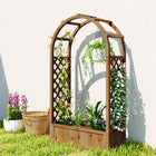 Outsunny - jardinière surélevée avec treillis en arche effet bois brun foncé-Peut être décoré avec des fleurs, du tulle, des ballons, des lumières et d'autres éléments légers pour des événements
