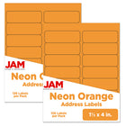JAM Paper Mailing Address Labels, 1 1/3 x 4, Neon Orange, 252 Pack-Mailing Address Labels