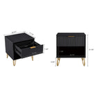 Manhattan Comfort DUMBO Modern 1-Drawer Nightstand and 3-Drawer Dresser Set - Black-Stylish Splayed Gold Metal Legs Adding Seamless Fashion Design and Durability. Leg Height: 7.32 in.