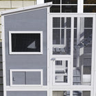 PawHut 76" Outdoor Catio Cat Enclosure - Grey-Waterproof asphalt roof and weather-resistant fir wood with protective coating 