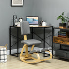 HOMCOM - Chaise ergonomique agenouilloir à bascule en bois - gris-Répartit le poids uniformément sur les hanches et les jambes, avec dossier inclus