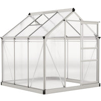 Outsunny Polycarbonate Greenhouse - 6' x 6' x 6.6' - Silver- High-quality aluminium alloy and PC board in a solid construction
 