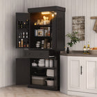 HOMCOM 71" H Kitchen Pantry Cabinet with Spice Racks and LED Lights - Black-Six spice racks behind doors complete with protective bars 