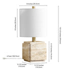 Hudson&Canal - Lampe de table en pierre Pacha (40 cm) avec abat-jour en tissu - Travertin naturel-8