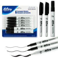 Hilroy Permanent Markers Variety Pack - Low Odour Ink - Black - 2 Chisel - 2 Fine - 2 Ultra Fine - 6 Set-Multipurpose application:Engineered to write permanently on a wide range of surfaces—including paper, photos, plastic, wood, stone, and metal. Its versatile ink adheres reliably to most surfaces, making it perfect for both everyday tasks and demanding industrial environments