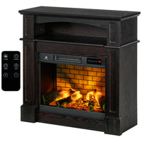 HOMCOM Electric Fireplace Heater with Mantel and Remote Control - Brown-Freestanding design electric fireplace heater with full-frame wooden mantel 