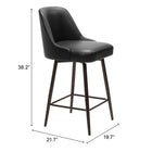 Zuo Keppel Swivel Counter Stool - Black/Bronze-7
