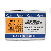Eco II Garbage Bags - 26" x 36" - Extra Strong - Black - 200 Pack-26" x 36"