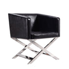 Manhattan Comfort - Hollywood fauteuil d’appoint contemporain 25,6" en similicuir noir et chrome poli-Chaise d’appoint contemporaine pour le salon, la salle à manger et le bureau à domicile