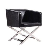 Manhattan Comfort - Hollywood fauteuil d’appoint contemporain 25,6" en similicuir noir et chrome poli-Chaise d’appoint contemporaine pour le salon, la salle à manger et le bureau à domicile
