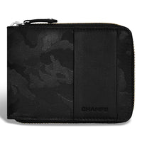Champs - Portefeuille Zip Around en Cuir Camouflage - Noir-Portefeuille en cuir avec fermeture zippée, dans une boîte cadeau