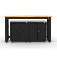 Cat RTA Garage Storage Cabinetry 3-Piece Set with 2 Bases and 72" Workbench-3-Piece Cabinet & Workbench Set: Two heavy-duty base cabinets paired with a 72″ workbench deliver practical storage and workspace in a compact footprint.