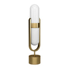 Hudson&Canal - Lampe de table Blair en forme de pilule avec abat-jour en verre laiteux - Laiton/Blanc-Conçu pour deux ampoules E26-base, 60W A19 ou équivalent LED, ampoules non incluses