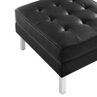 Modway Loft Tufted Vegan Leather Ottoman - Silver/Black-Non-Marking Foot Caps