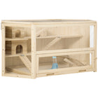 PawHut - Cage pour Hamster en Bois Grand Modèle 3 Niveaux avec Bac-Construction en bois massif pour une utilisation à long terme