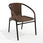 Flash Furniture Dark Brown Rattan Indoor-Outdoor Restaurant Stack Chair-Stackable Cafe Chair