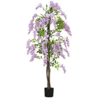 HOMCOM 5.9' Artificial Wisteria Tree with Natural Wood - Purple-Colourful wisteria design enhances any room's aesthetic appeal 