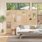 HOMCOM 6-Panel Freestanding Room Divider with Pegboard Panel for Indoor Bedroom Office - Natural-Material: Paulownia Wood 
