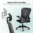MotionGrey - Chaise de bureau ergonomique MC2 - Assise en mousse haute densité avec accoudoirs relevables - Noir-5