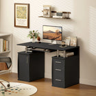 HOMCOM 47.2" Computer Desk with Keyboard Tray and Storage Drawers - Black-Keyboard tray saves space on your desktop 