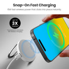 MyBat DockIt 360° Magnetic Wireless Charger + Ring Grip Stand - White-Hands-Free Stand - Perfect for video calls, streaming, or multitasking without holding your phone