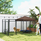 PawHut Outdoor Dog Kennel for Large and Medium Dogs - 9.3' L x 4.6' W x 5.3' - Black-Extra run room for pets to play 