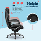 La-Z-Boy - Fauteuil de bureau en cuir reconstitué ergonomique Aberdeen - Noir-Bouton de réglage de la tension d’inclinaison pour une inclinaison personnalisée 