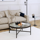 Hudson&Canal - Table basse ron Xivil 91 cm de large avec plateau en verre - Bronze noirci-Une finition en bronze noirci fabriquée à la main est appliquée sur le cadre en acier