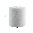 Modway Callum 16" Round Woven Heathered Fabric Upholstered Ottoman - Heathered Weave/Light Grey-Dense Foam Padding