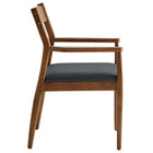 Modway Solara Vegan Leather Wood Dining Armchairs - Walnut/Black - 2 Pack-7