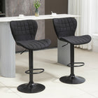 HOMCOM Adjustable Swivel Bar Stools with Back - Black - 2 Pack-Wide seat with linen-feel fabric cover and thick padding for high comfort
