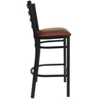 Flash Furniture - Tabouret de restaurant de la série HERCULES en métal noir avec dossier échelle - siège en vinyle bourgogne-Assemblage soudé