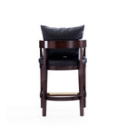 Manhattan Comfort Ritz 22" Mid-Century Modern Faux Leather Upholstered Counter Stool - Black and Dark Walnut-Delivered to you Fully Assembled! No Assembly Required