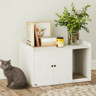 PawHut 32" Hidden Cat Litter Box Enclosure Furniture-Colour: Distressed White 