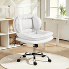 HOMCOM Criss Cross Armless Wide Office Chair with Wheels - White-Adjustable height and gentle tilting function help you find your personal comfort