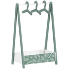 Qaba Kids Clothing Rack with Storage & Hangers - Green-Multi-purpose storage with hanging rail and bottom shelf for toys and shoes  
