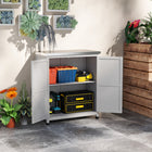 Outsunny - armoire de rangement de jardin avec plateau de table en métal et étagère, gris-Plateau galvanisé résistant à l’eau et à l’usure, protège le contenu
