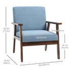 HOMCOM - Fauteuil d’appoint moderne avec siège rembourré - pieds en bois pour chambre - bleu-Les accoudoirs et pieds en bois de caoutchouc garantissent une solidité fiable lors de l’utilisation   
