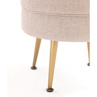 Manhattan Comfort Bailey 18.11" Mid-Century Modern Polyester Blend Upholstered Ottoman - Oatmeal with Gold Legs-Stylish Splayed Gold Stainless Steel Legs