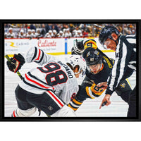 Connor Bedard Blackhawks vs Crosby - Framed Canvas - 31" x 22"-Premium canvas print with gallery-wrapped edges